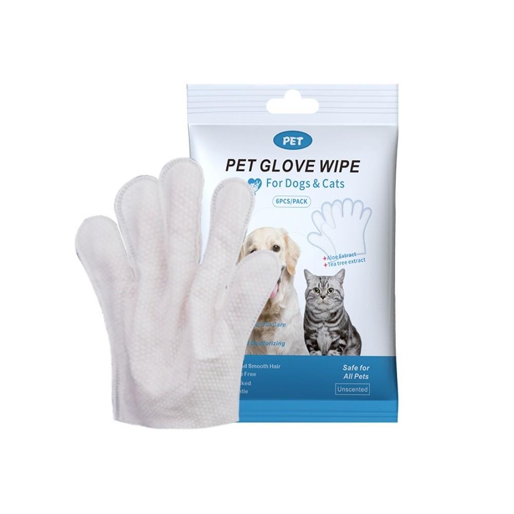 6Pcs Set Deodorizing Pet Wipes Gloves Pet Wipes Disposable Gloves Pet Care Cleaning Wipes