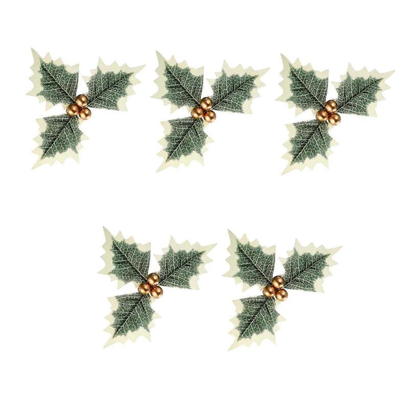 6x5Stk Künstliche Beere Weihnachtsbeere Blatt für Basteln Hochzeitsgirlande Feiertag Gold