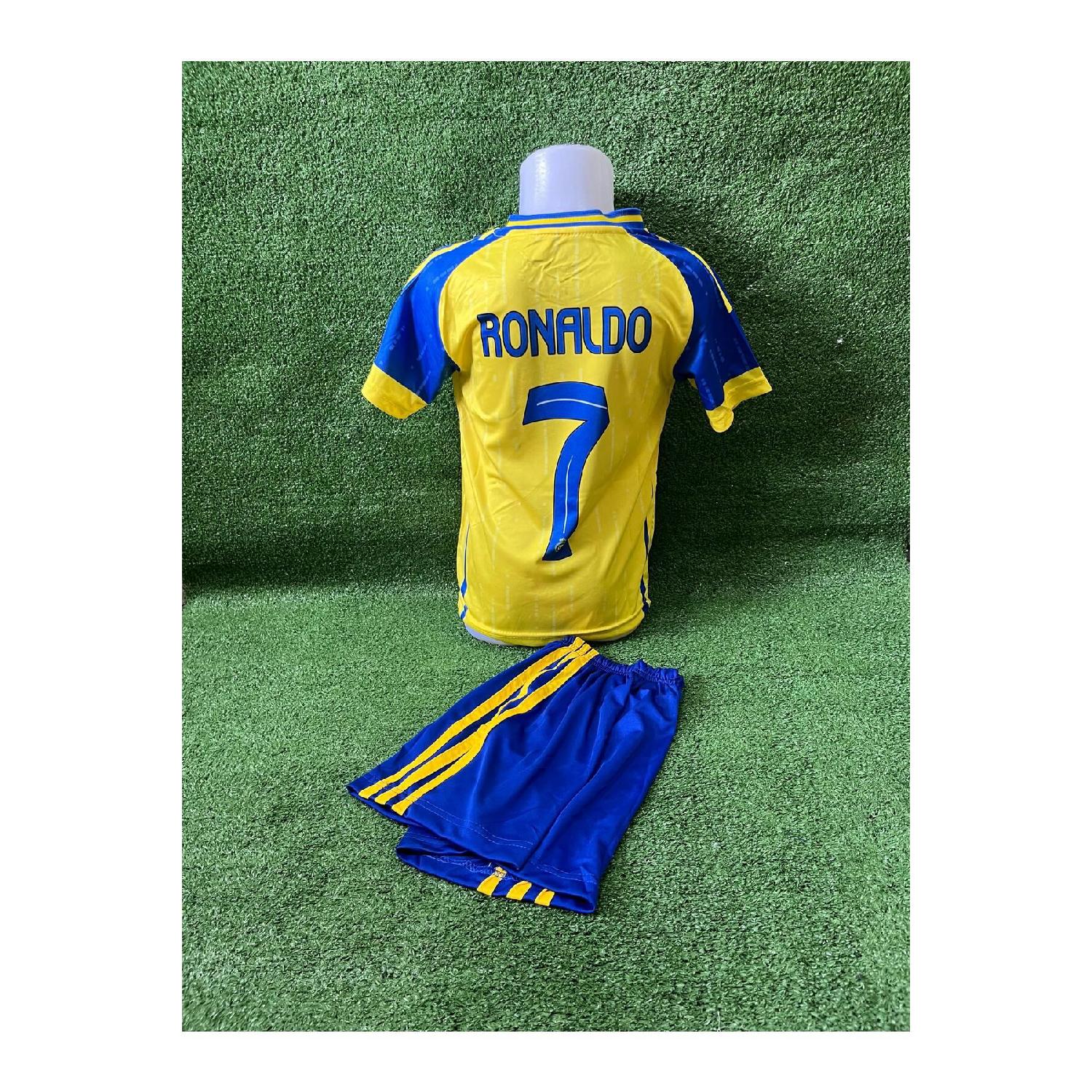 

Желтая детская майка с шортами All Nassr Ronaldo 2024 All Na.ss.r