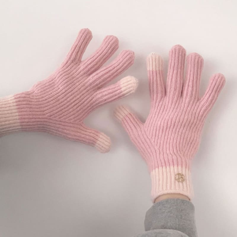 38comeoncommon Symbol Fingerhole Gloves (Melange Pink)