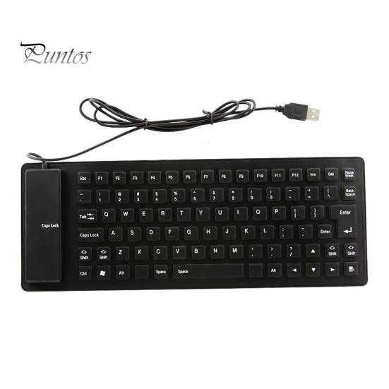 

Портативная складная складная USB-клавиатура с 85 клавишами и без звука силиконовая для ноутбука / компьютера чёрный