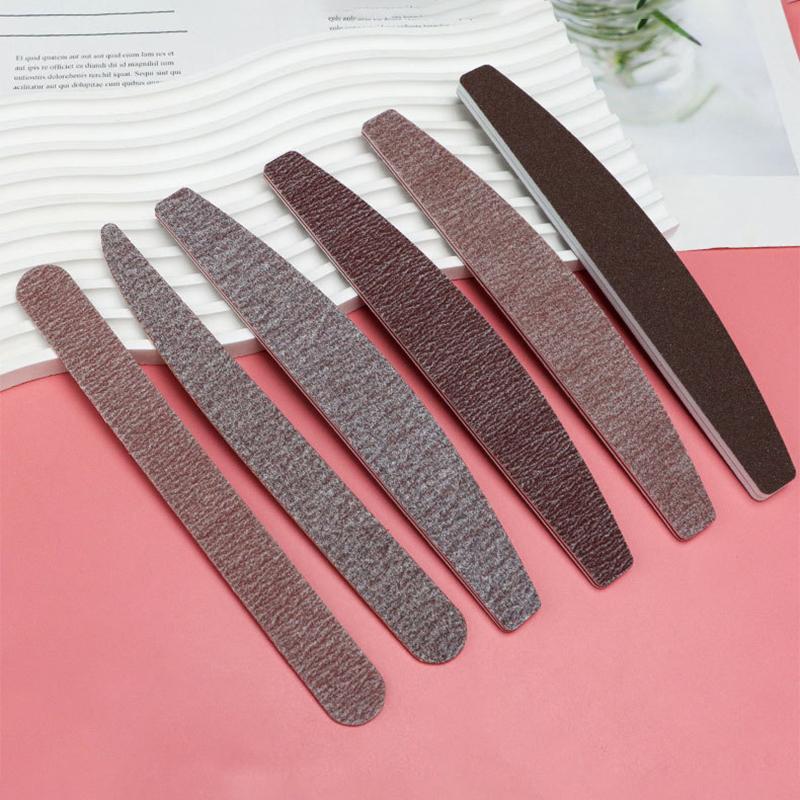 Pro Manicure Nail Files Dual Sided Nail Care Tools Buffing Sanding Halfmoon Shapes Nails Washable 100/150/180/240 Grit