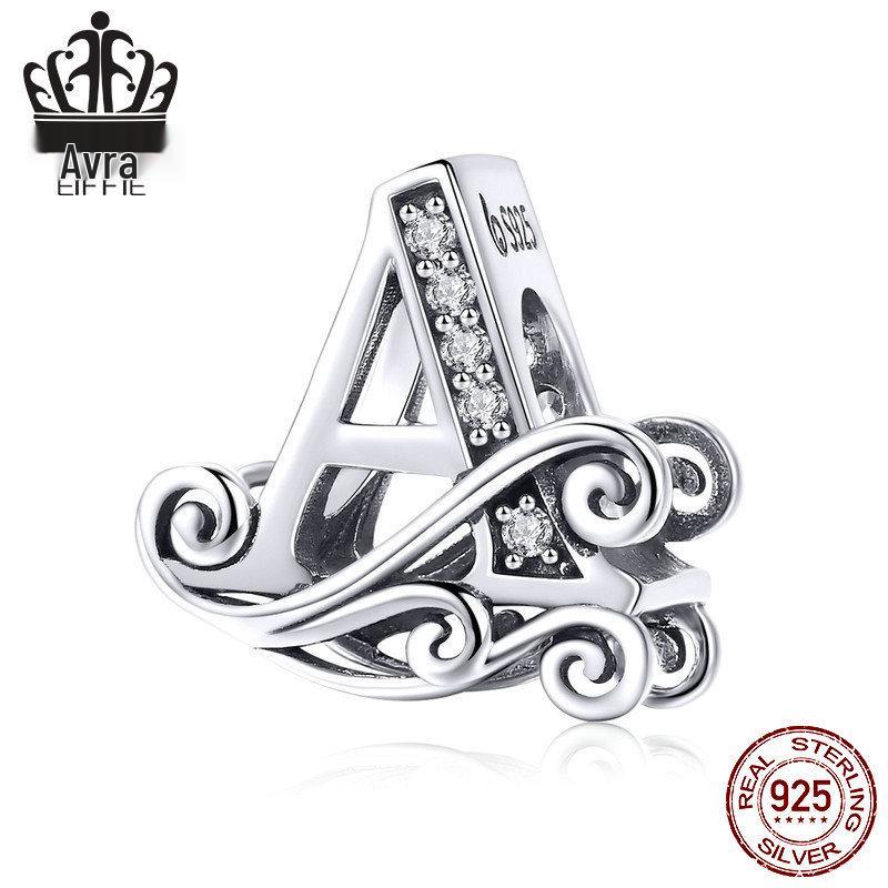 Avle 925 Sterling Silver English Letter Beaded Bracelet Beads