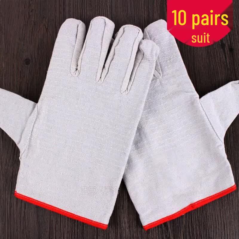 Thickened Double-Layer Canvas Work Gloves (10-Pair Pack)
