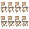 VidaXL Set of 8 Folding Garden Chairs with Cushions, Patio Seats, Dining Chairs, Patio Furniture 3075022
