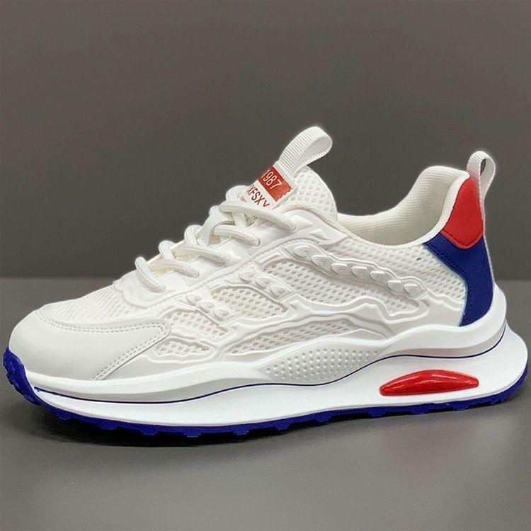 Men's Breathable Mesh Shoes Summer Casual Sports Running Shoes Lightweight Comfortable Slip On Walking Shoes Thick Sole Sneakers