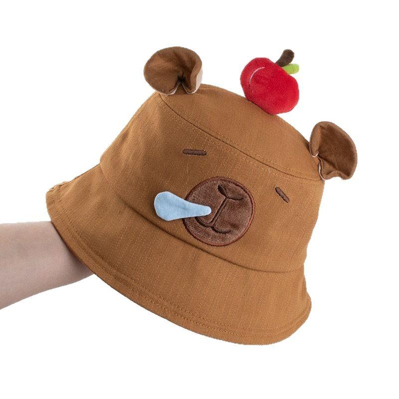 Cute Capybara Fisherman Hat Children Spring New Water Dolphin Basin Hat Students Sun Hat Three-dimensional Bucket Hat