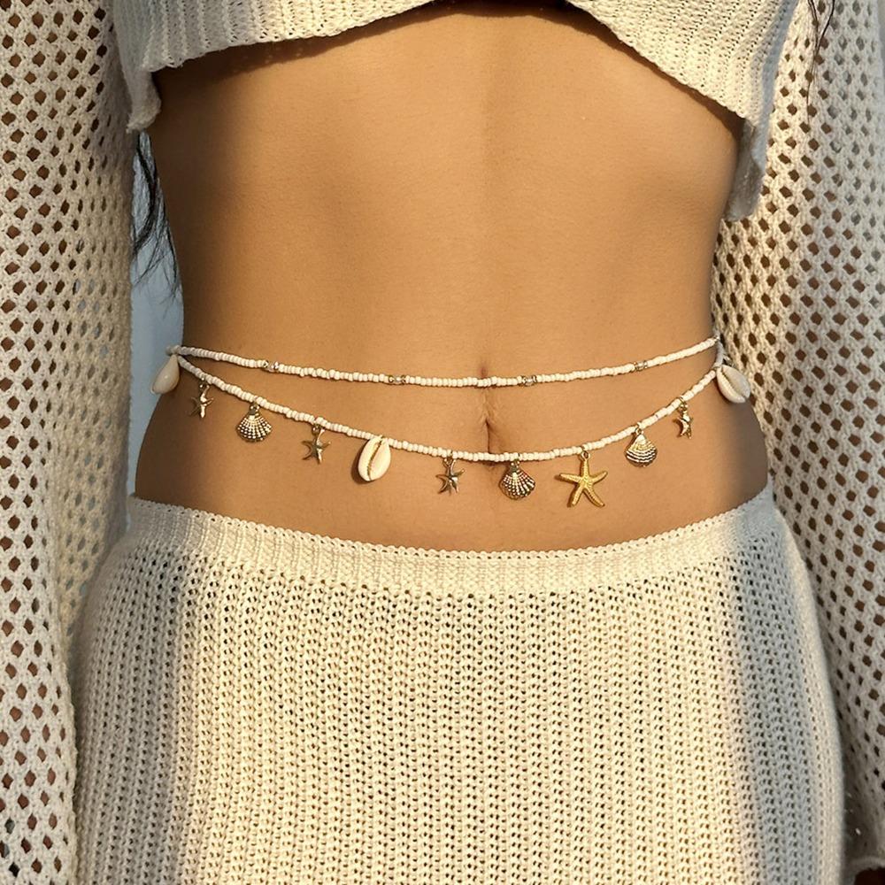 Bohemian Waist Chain Sea Star Shell Waist Link Summer Body Chain  for Women