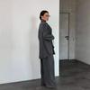  Cross-border European and American Fashion Women's Clothing Amazon Denim Long-sleeved Button-down Wide-leg Casual Pants Commuter Suit