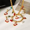 Christmas Series Jewelry Necklace Drip Oil Christmas Earrings Christmas Tree Bell Reindeer Pendant Titanium Steel Bracelet