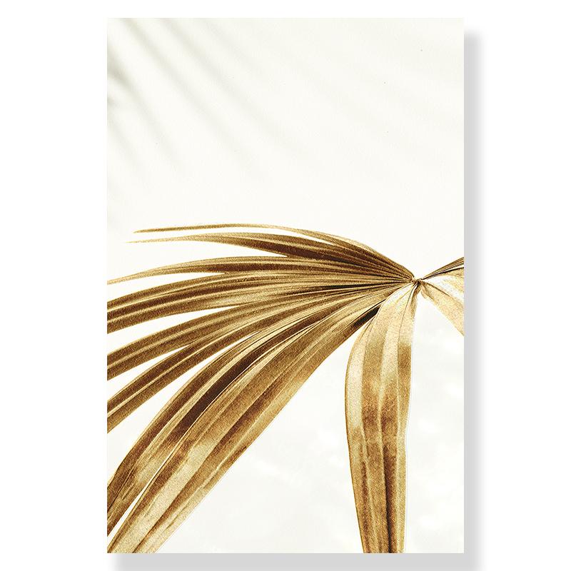 1pc Frameless Nordic Modern Art Picture Canvas Painting Golden Leaf Beach Landscape Poster and Printing Home Decor Living Room