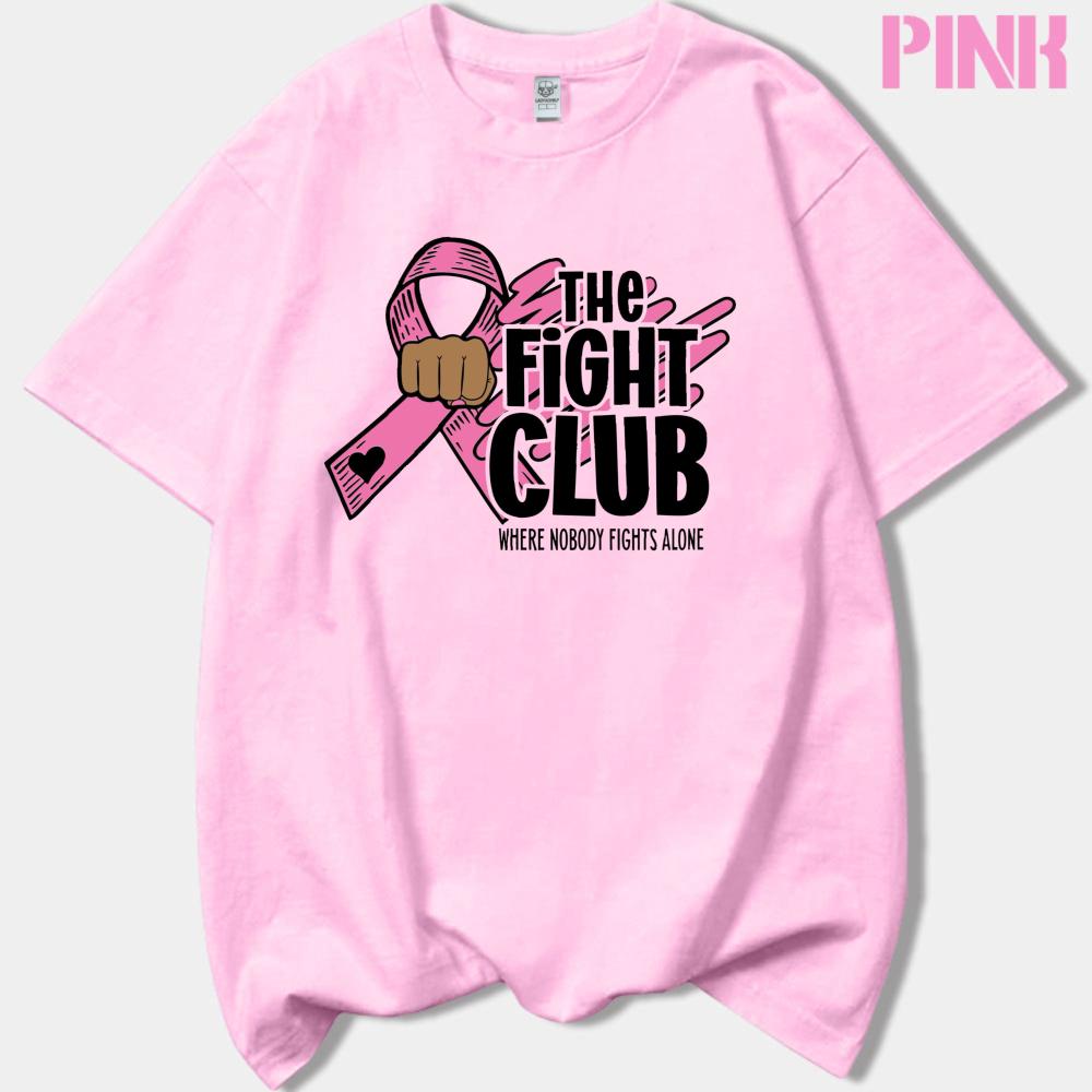 The Fight Club Fist Pink Ribbon Graphicunisex Summer T Shirt Breast Cancer Fighter Motivational Streetwear Short Sleeve Garment