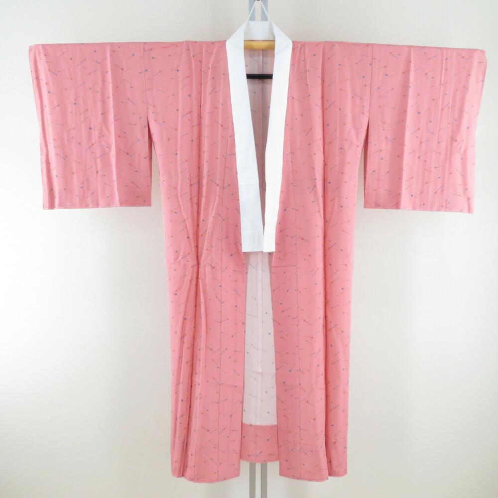 Undergarment, kanzashi pattern, pink, pure silk, drumstick collar, unmatched sleeves, long undergarment, tailored for women s kimono, length 128cm