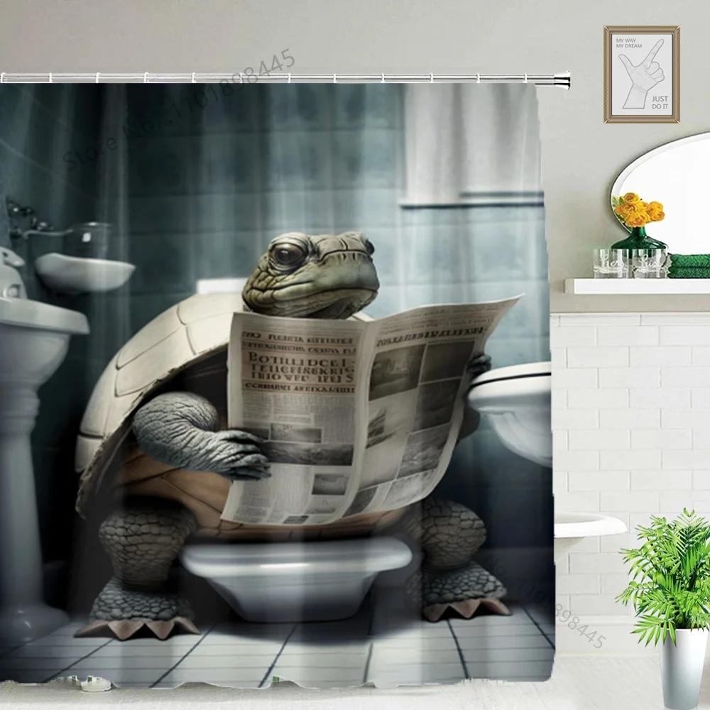 Lustiger Tier Duschvorhang Badewanne Yak Kuh Esel Dschungel Wildtiere Modern Minimalistisch Toilette Lesen Ziege Badezimmer Duschvorha
