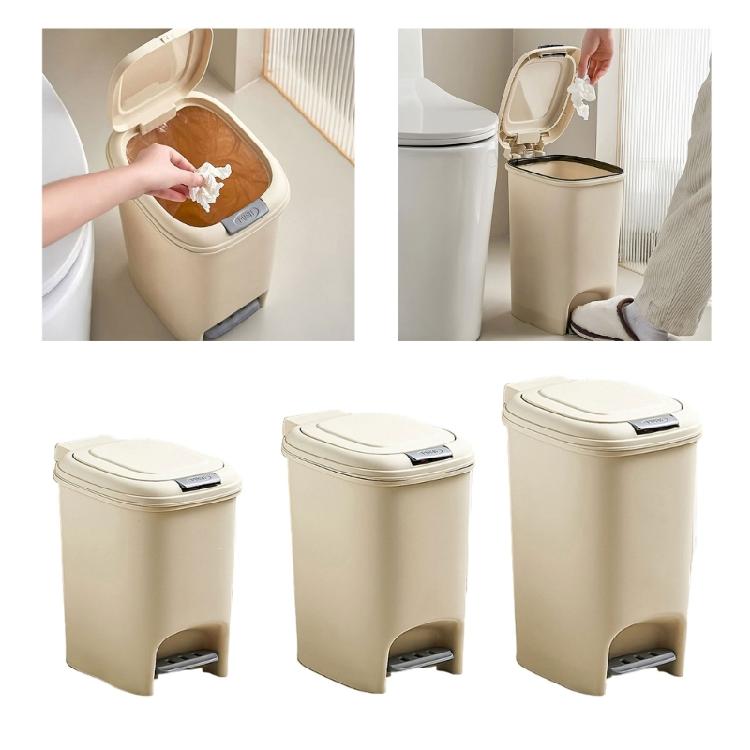 Space Saving 8L 10L 15L Double Opening Waste Bin with Pedal Press Control for Home and School