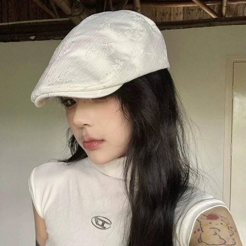 New Korean Style National Style Bamboo Leaf Embroidery Fashion Baseball Cap for Women Casual Streetwear Trendy Brand Forward Cap