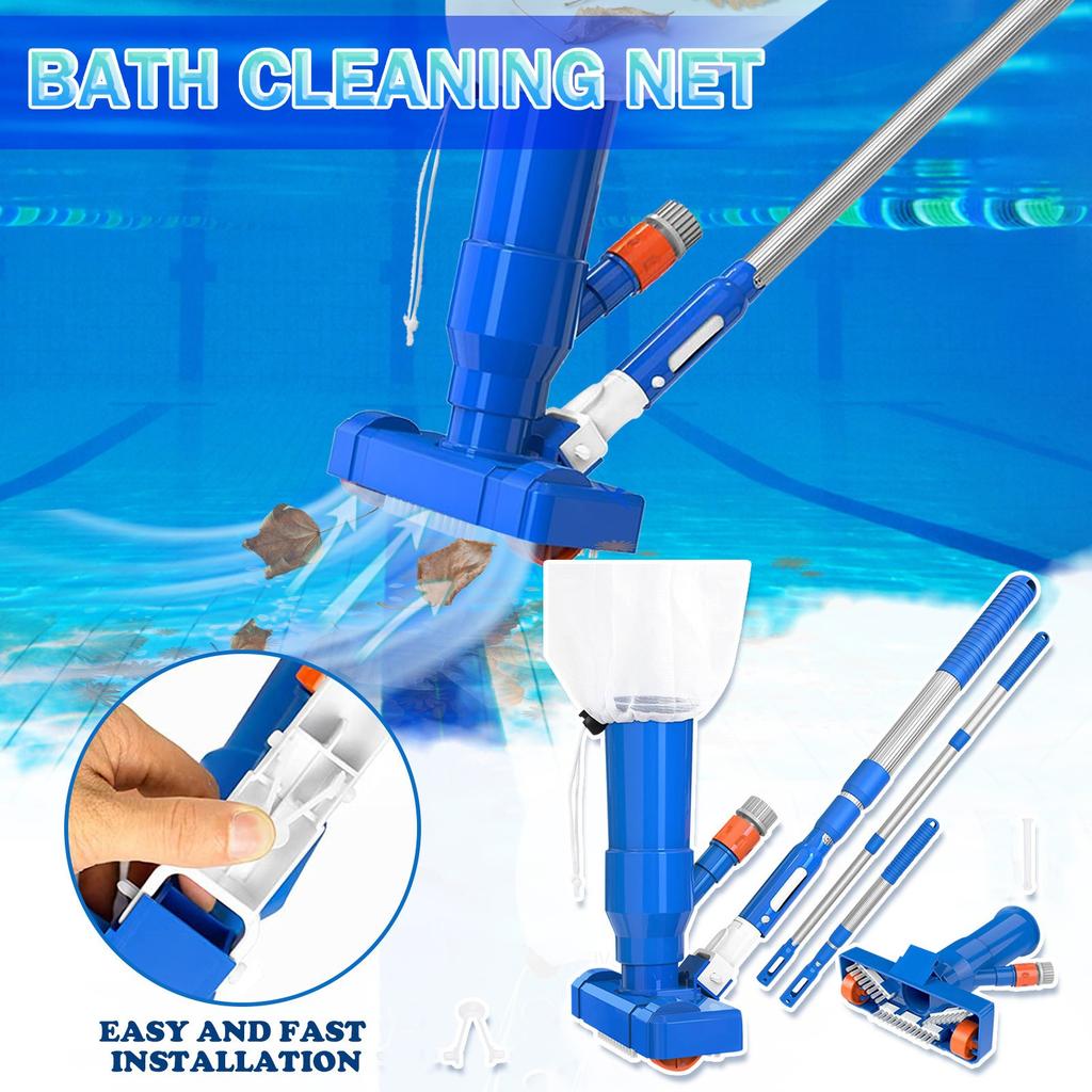Pool Vacuum Jet Cleaner Kit with Telescopic Pole, Brush Head, and Leaf Bag for Above Ground Pools and Spas