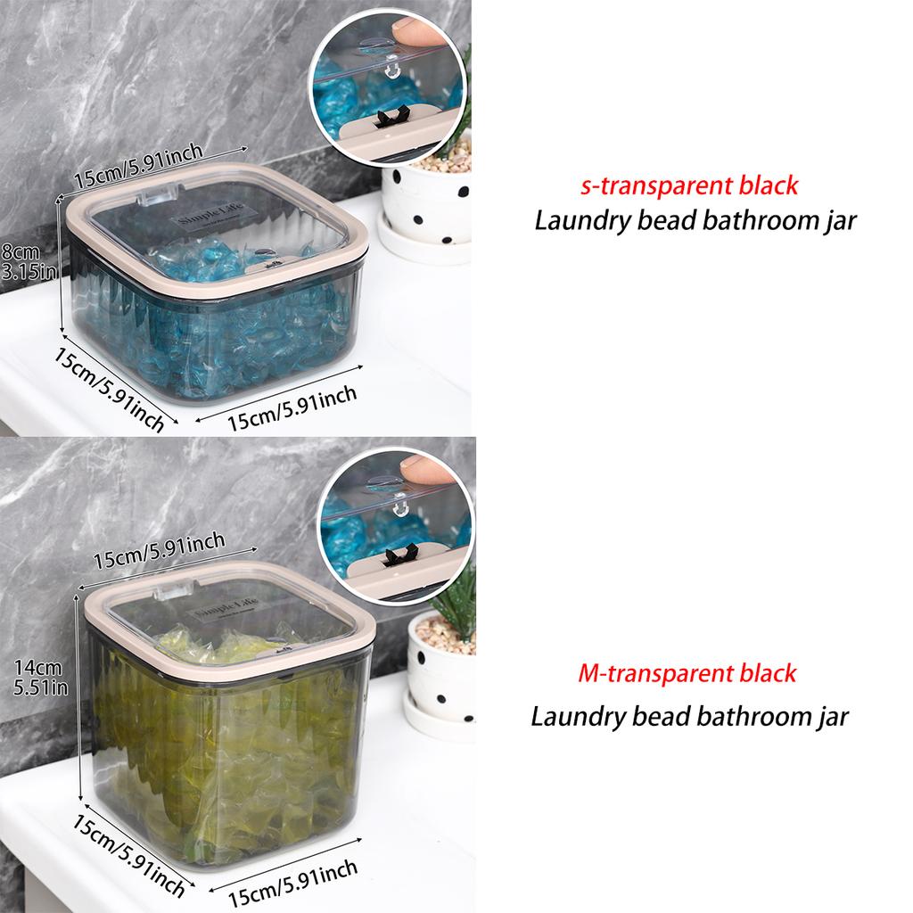 1pc acrylic transparent black elastic lid laundry gel bead bathroom jar bathroom organizer storage jar multifunctional storage