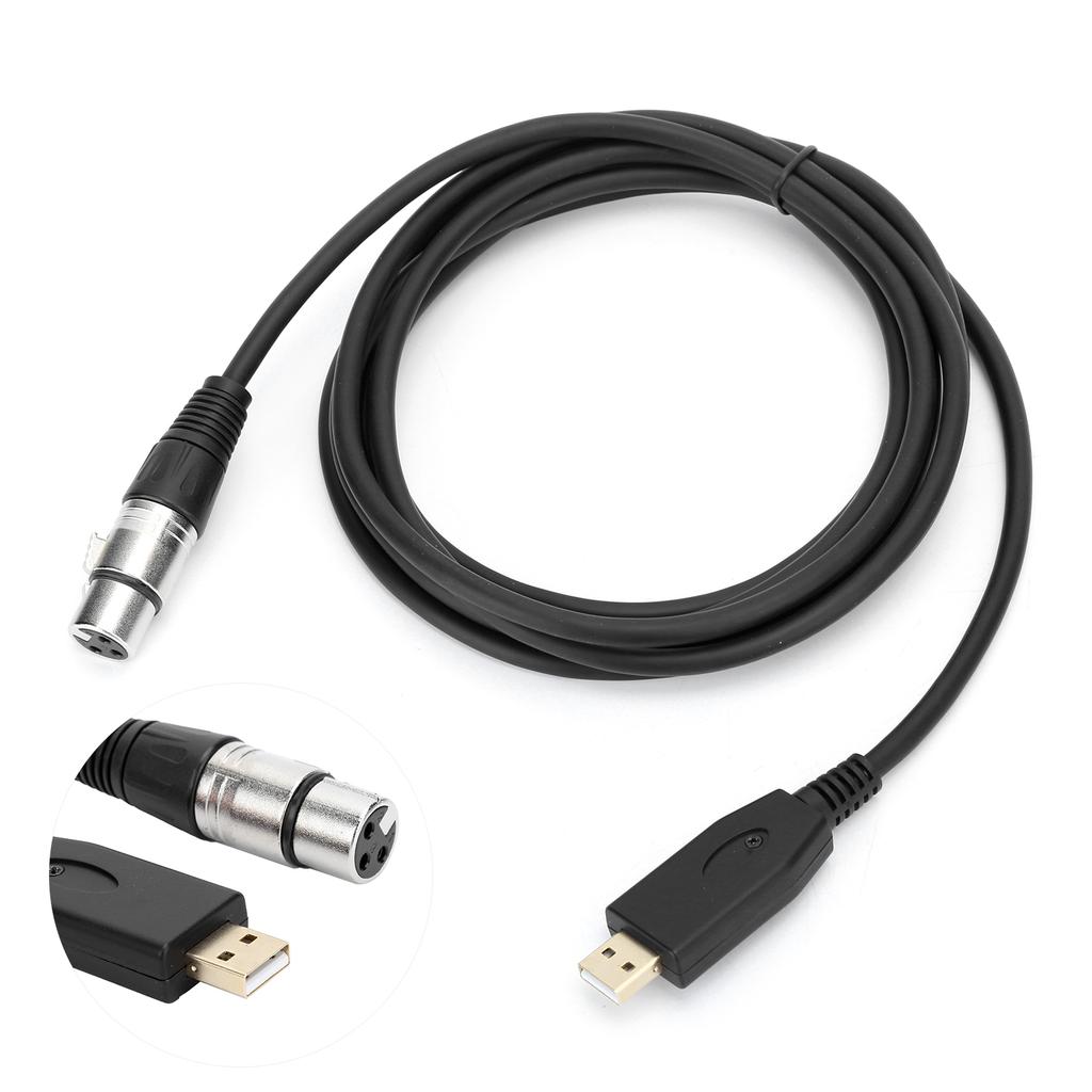 Profesjonell USB Hann til XLR Hunn Mikrofon Linkkabel USB MIC Kabel Tilbehør200cm