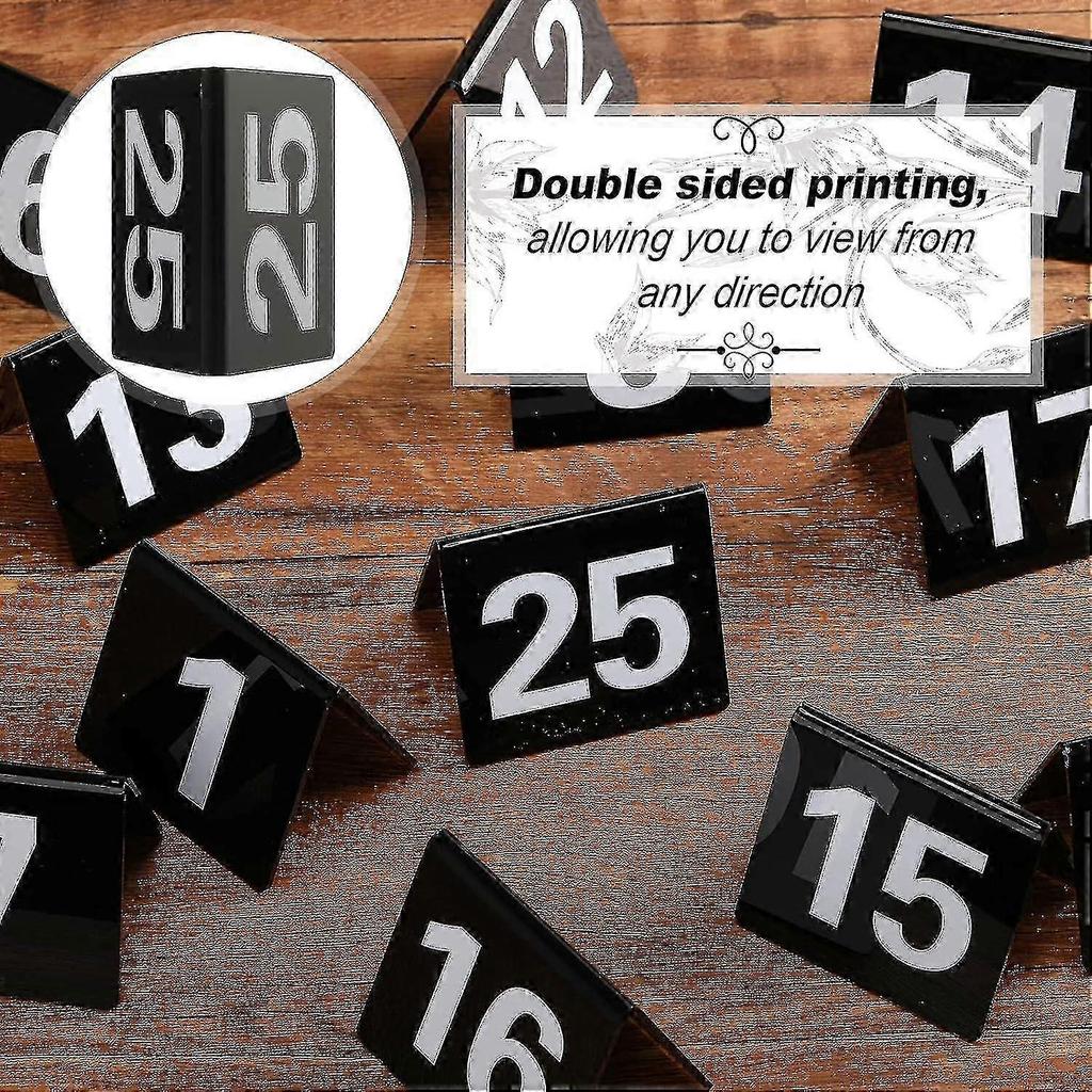 TischNummern 1-25 Acryl Doppelseitig Nummerierte Tischaufsteller Kunststoff Restaurant Hochzeit TischNummer Tischaufsteller Nummern Karten Schilder - RIpj