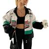 Dámská oversized Streetwear bunda s potiskem, větruodolná, s dlouhým rukávem, motorkářský styl, ležérní svrchní oblečení