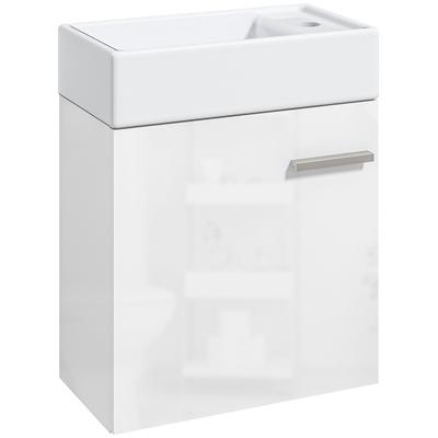 Bathroom Cabinet with Wall Basin with Soft-Close Door and Cabinet 40x23x50 Cm Glossy White