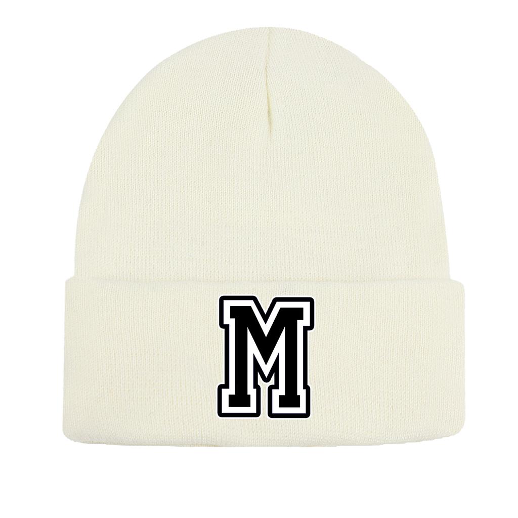 Alphabet Letters A-Z Print Winter Hats Unisex Cap Beanie Lightweight Solid Color Knitted Hat Beanie Perfect For Daily Wear