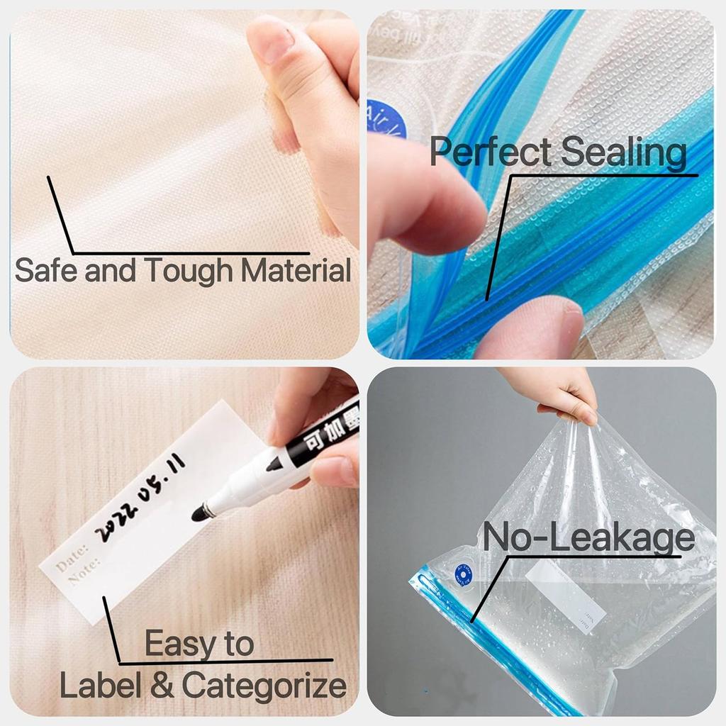 Sous Vide Bags-BPA-Free Reble Vacuum Seal Bags for Food/Freezing Safe-20pcs (8.6 * 8.5in) Vacuum Food Storage Bags & Seal Clips for Sous Vide