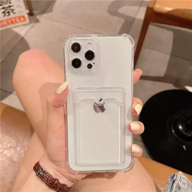 Shockproof Clear Card Bag Phone Case For Iphone 14 13 11 12 Pro Max 13pro Xr Xs Max X 7 8 Plus 11 Transparent Soft Bumper Cover