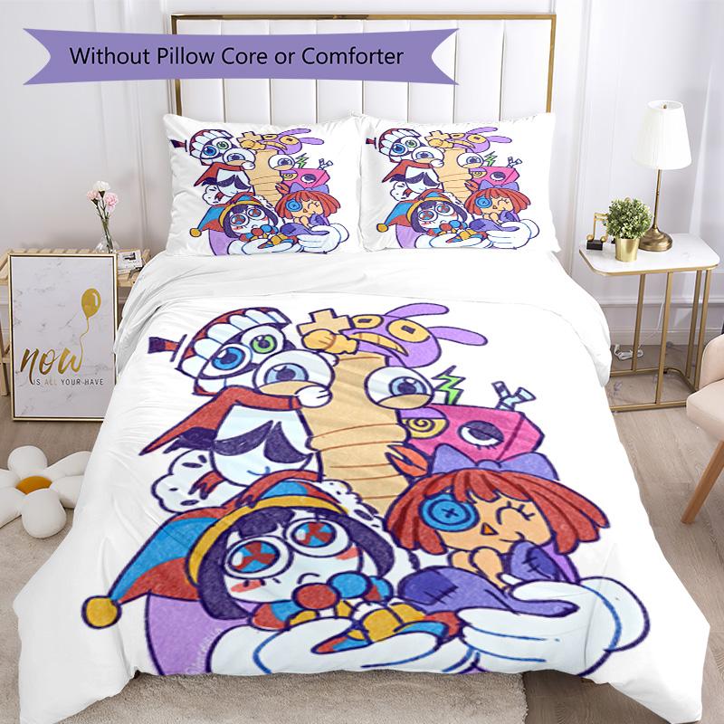 Digitale Circus Beddengoed Set Ademende Dekbedovertrek met Kussenslopen Decoratief Beddengoed voor Slaapkamer Huisdecoratie Verjaardagscadeau
