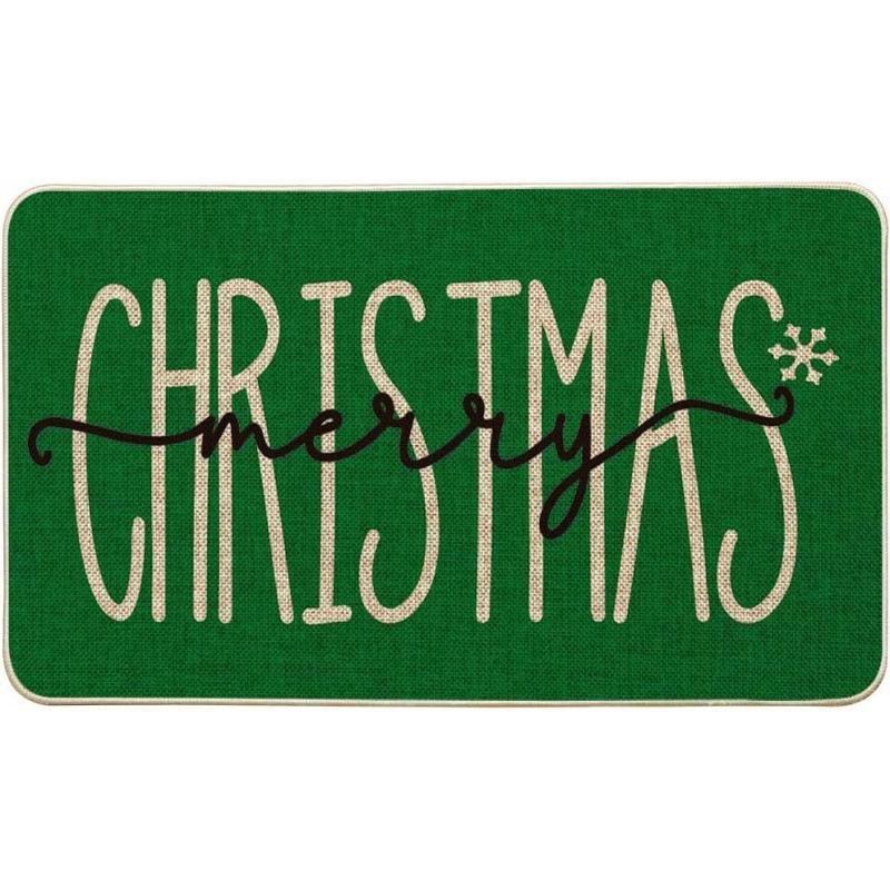 Imitation Linen Christmas Floor Mats - Bathroom & Door Holiday Decor Mats