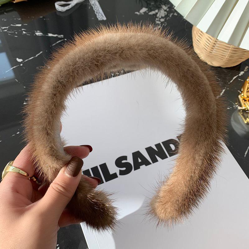 Korean Fluffy Wide Brim Hairband: Mink Fur Winter Headwear for Versatile Use in Hair Care and Styling