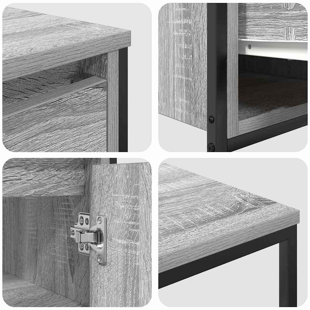 Bathroom Furniture Set with Shelf 2 Pcs Grey Sonoma and Black
