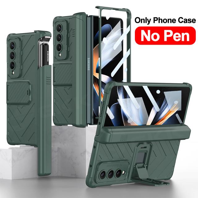 Για Samsung Galaxy Z Fold 4 3 Θήκη Armor Μαγνητικό σκληρό κάλυμμα - Περιλαμβάνεται Γυάλινη θήκη για στυλό για Galaxy Z Fold4 5g