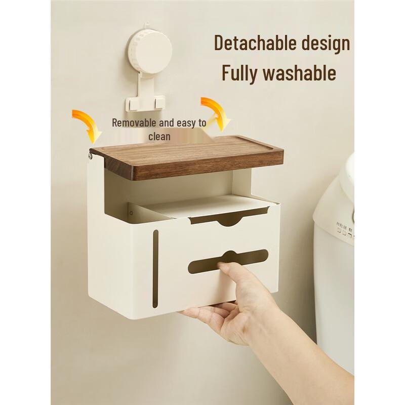 Handun Walnut Wall-Mounted Double Layer Tissue Holder