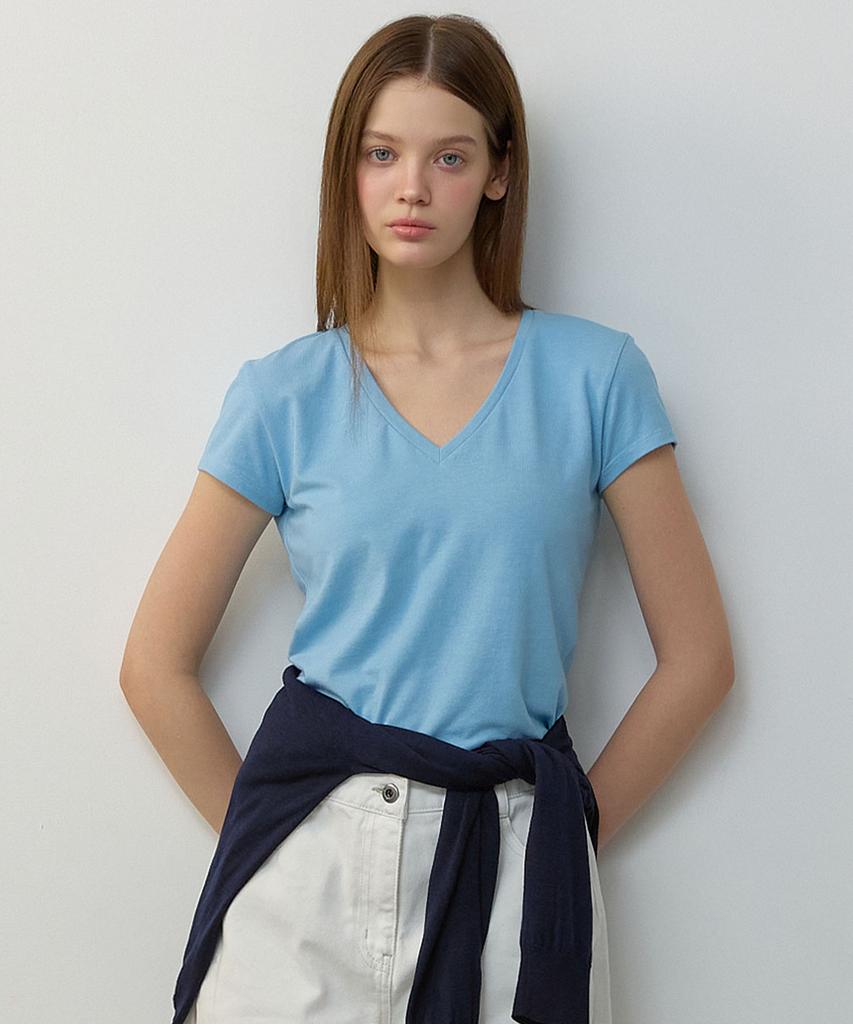 CITYBREEZE Logo Label V-Neck Short Sleeve T-Shirt_6 Colors