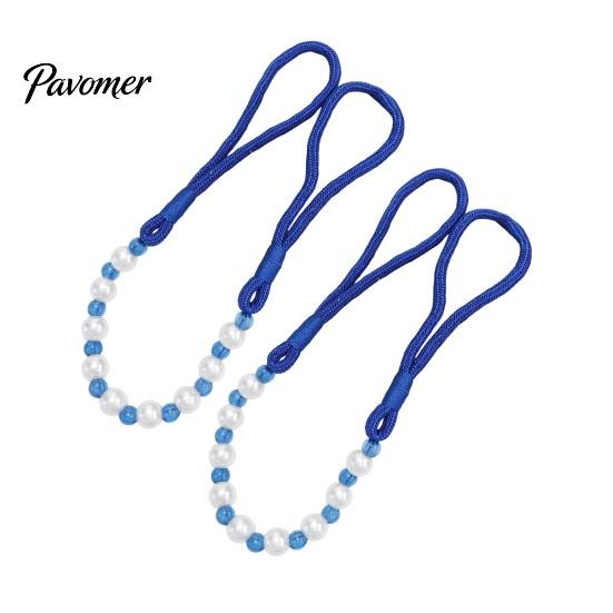 Non-damaging Curtain Holders 2Pcs Tiebacks with Pearls, Handmade Decorative Holdbacks Rope, Outdoor Farmhouse Elegant Tie Backs for Curtains,