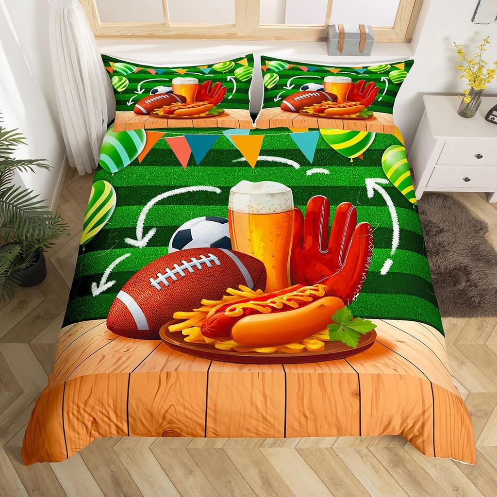 Beer Duvet Cover Set Two Beer Mugs White Foam Bedding Set 3pcs for Kids Golden Drinks Comforter Cover Soft Polyester Quilt Cover