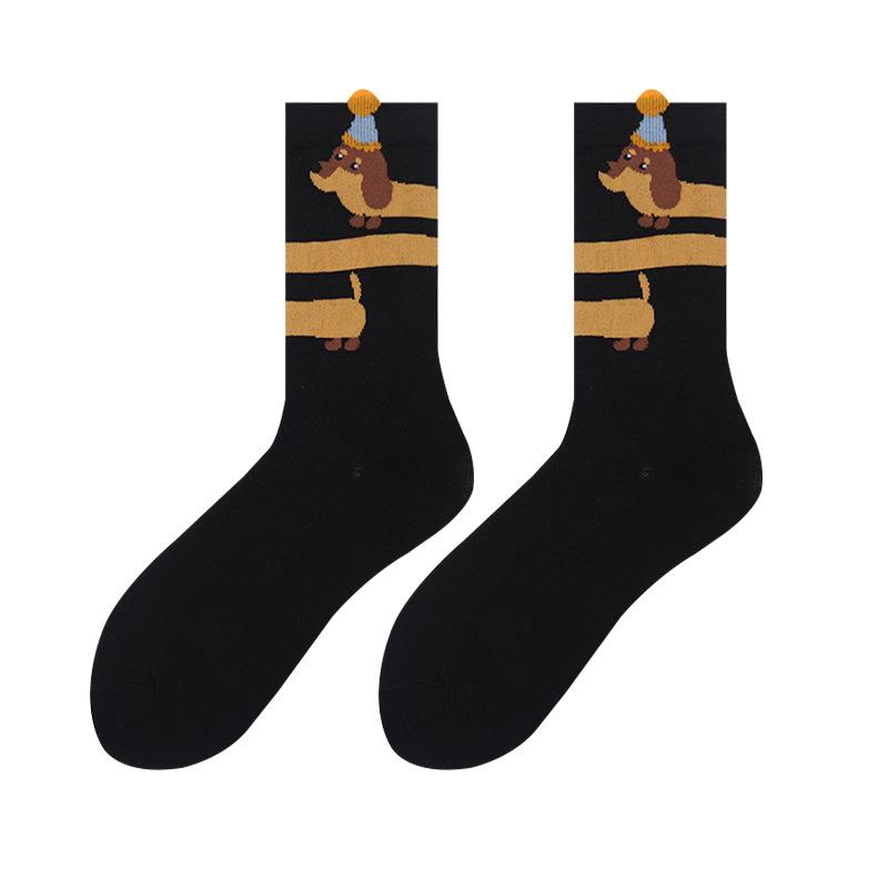 Women Socks Cartoon Cat Dog Japanese Kawaii Cute Middle Tube Socks Women Autumn and Winter Retro Long Socks