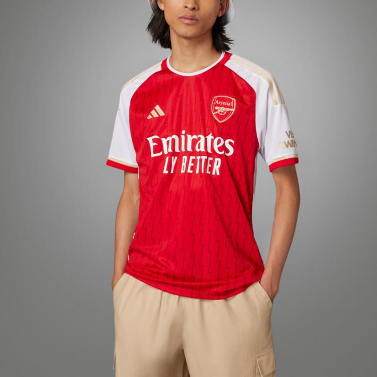 Adidas Camiseta Local Arsenal 23/24 Manga Corta Deportiva con Estampado de Patrón de Letras Tops para Hombre Rojo HR6929