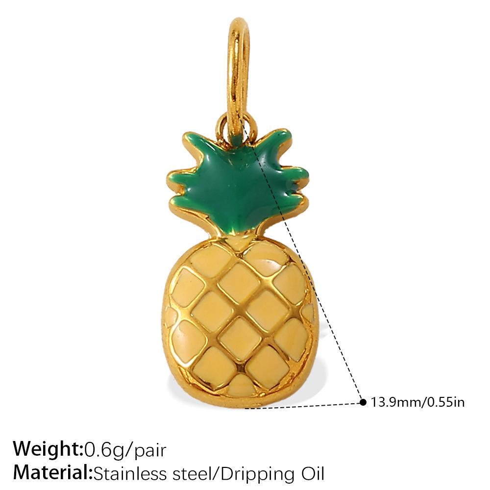 Cartoon Oil Dripping Fruit Diy Pineapple Pendant Stainless Steel Gold-Plated Dopamine Accessories