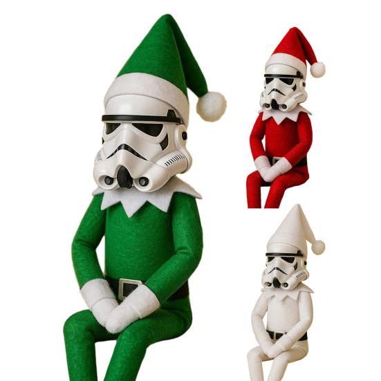 Natal Sentado Stormtrooper Boneca Ornamento Colecionável Elfo Snoop on A Stoop Estatueta Novidade Pelúcia