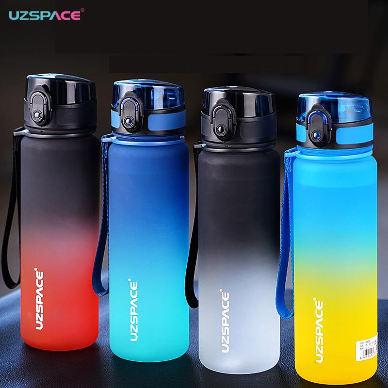 UZSPACE 500ml Sports Water Bottle Bounce Lid Timeline Reminder Leakproof Frosted Tritan Cup For Outdoor Sports Fitness BPA