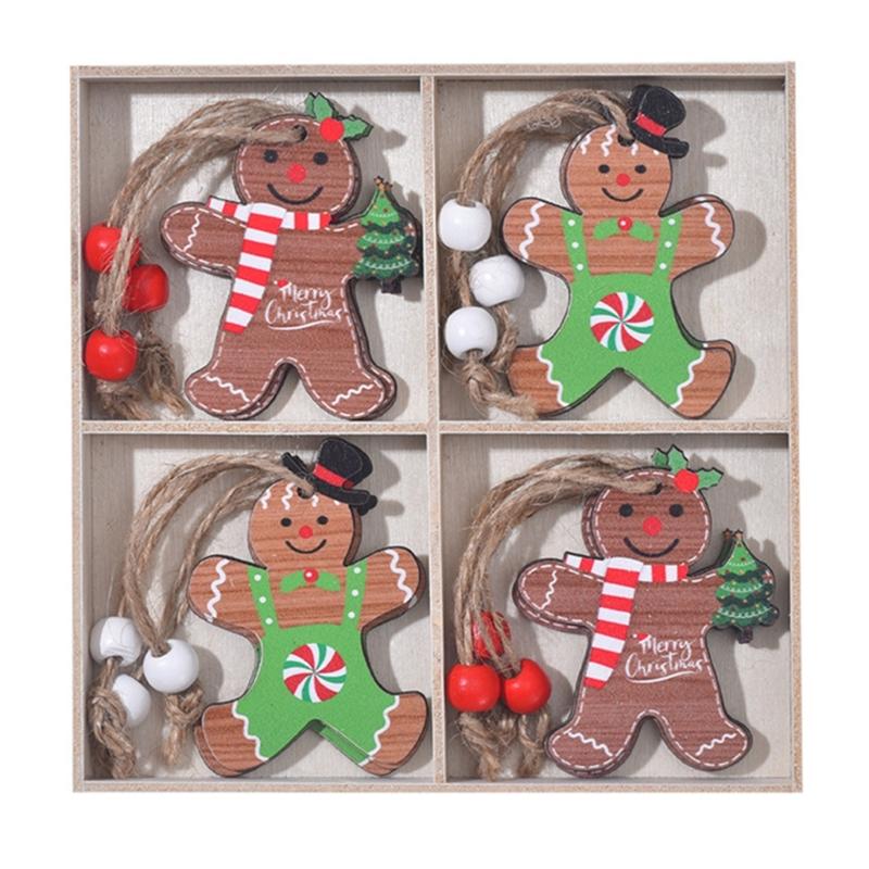

Natural Wood Christmas Lovely Man Ornaments Joyful Hanging Decors Pack of 12 for Window Mantel & Holiday Parties