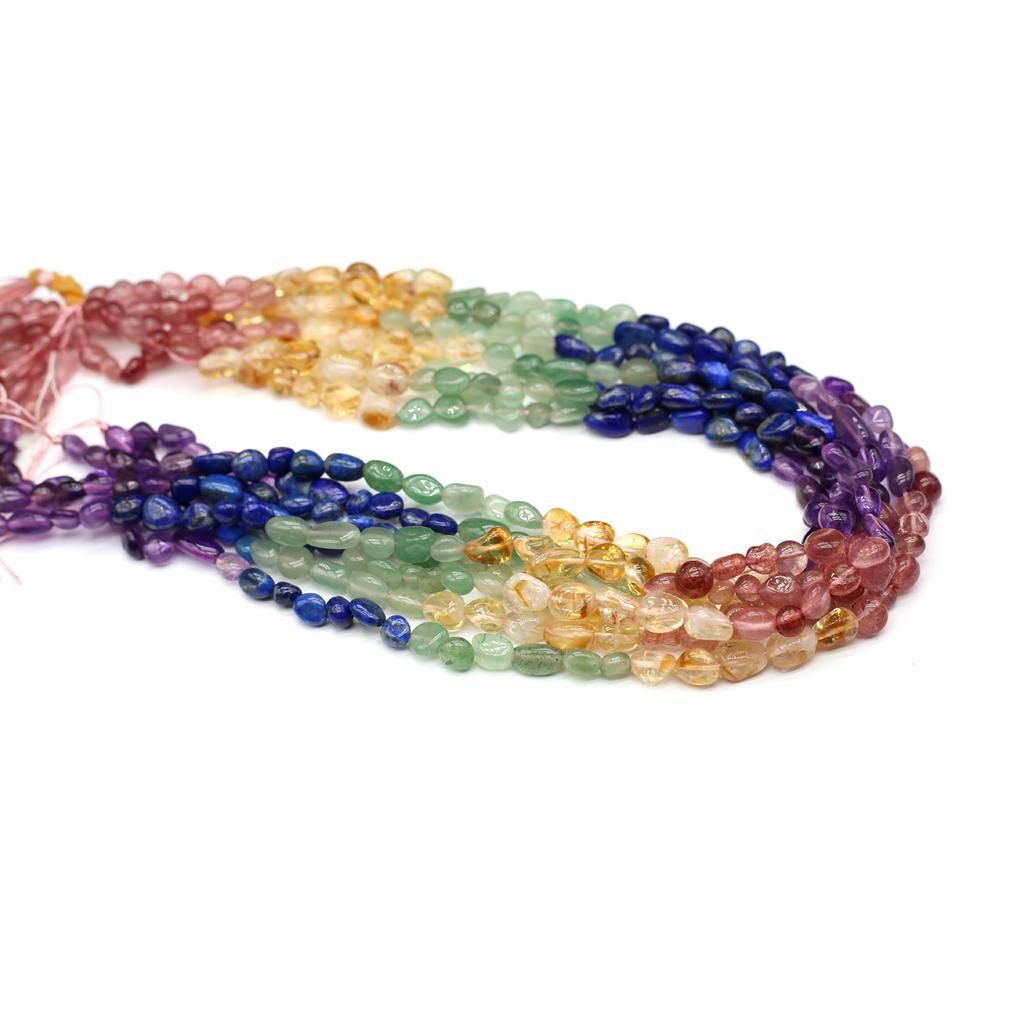 1 String Kolorowe naturalne koraliki z kamieni szlachetnych, czeskie nieregularne owalne luźne koraliki dystansowe do wyrobu biżuterii świąteczne rękodzieło DIY naszyjniki bransoletki 38 cm