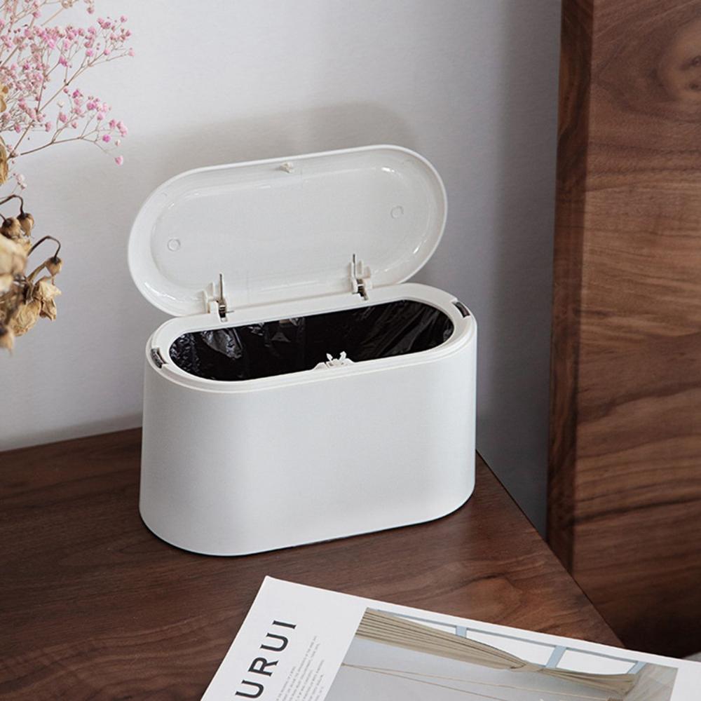 Living Room Desktop Creative Mini with Lid Waste Basket Storage Organizer Trash Can Garbage Bin