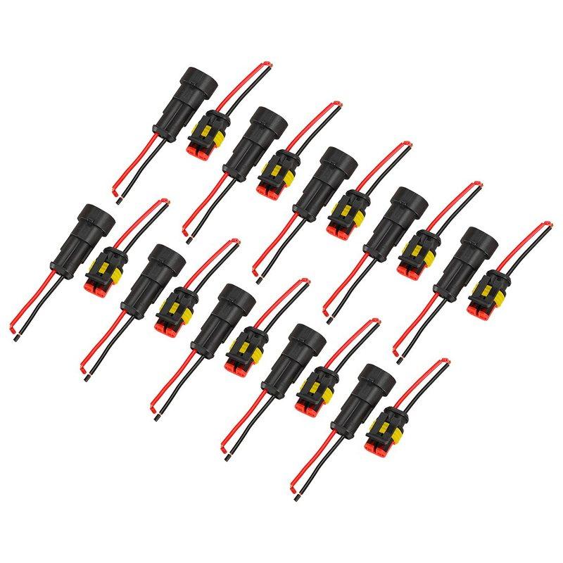 10 Sets Waterproof Superseal Electrical Wire Male Female Connectors Plugs With Cable 12V 16 AWG IP67