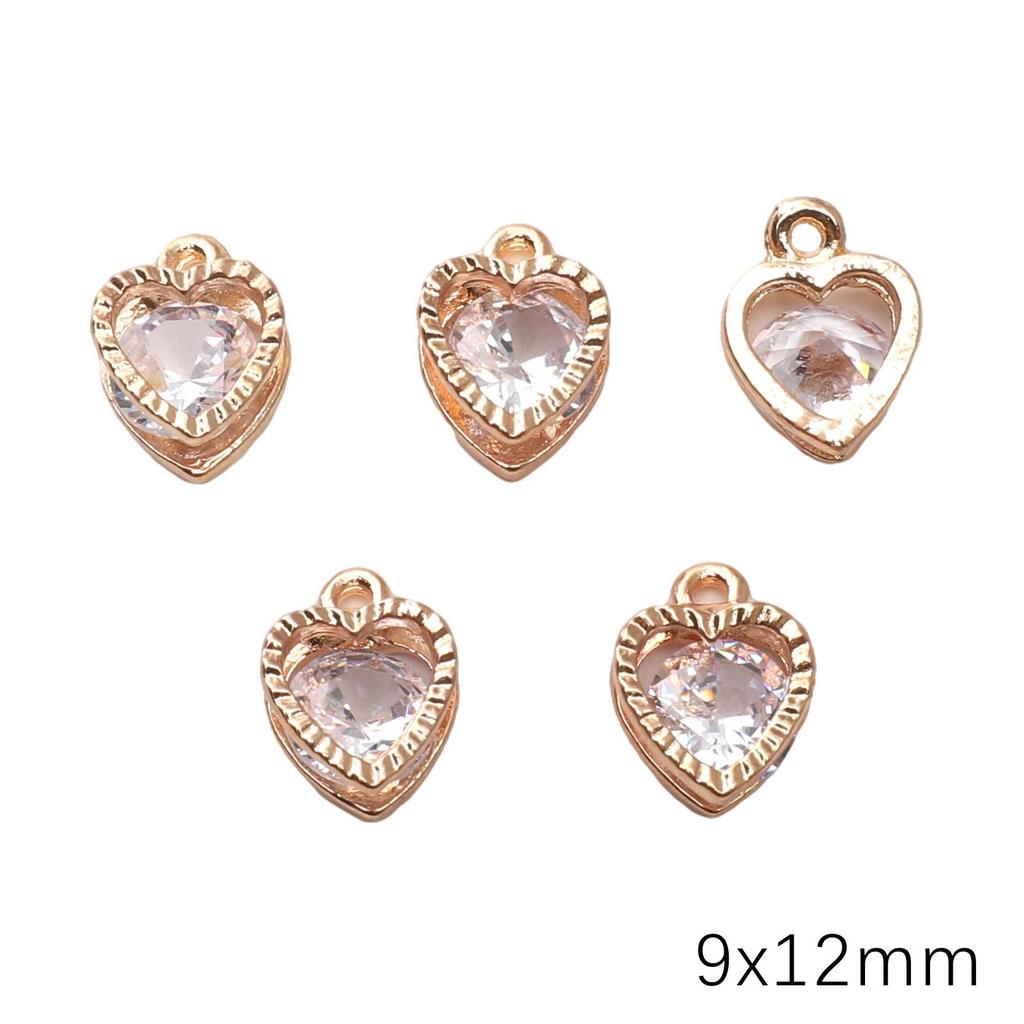 Alloy Charms Inlaid Zircon Heart Star Rhinestone Pendant Accessory For DIY Earring Necklace Accessories