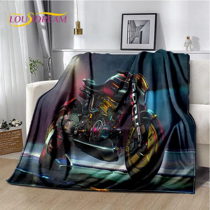 3D Cyberpunk Concept Motorcycle Cartoon Soft Plush Blanket,Flannel Blanket Throw Blanket for Living Room Bedroom Bed Sofa Picnic