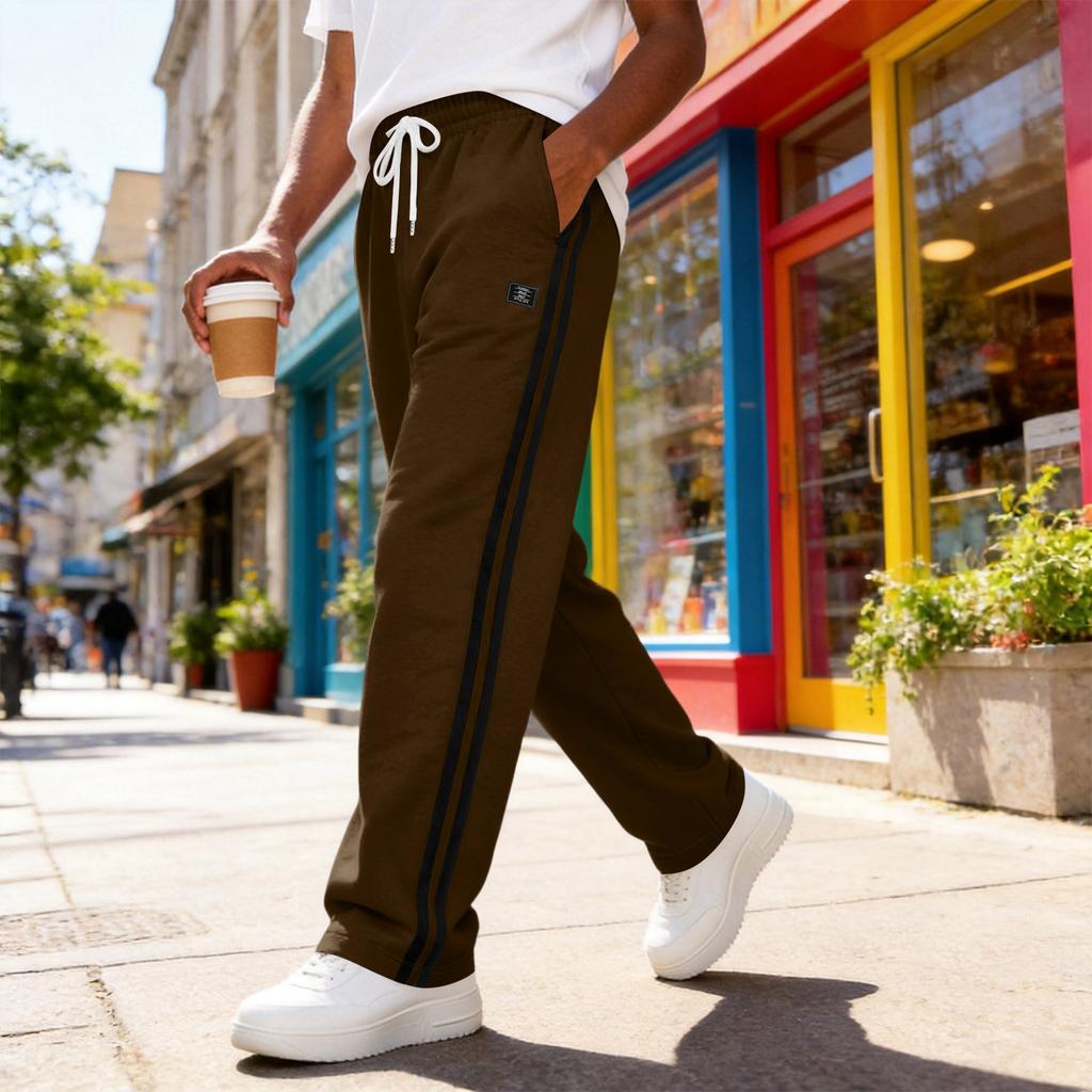 Pantaloni della tuta larghi da uomo con coulisse in vita e laterali per lo sport e il tempo libero